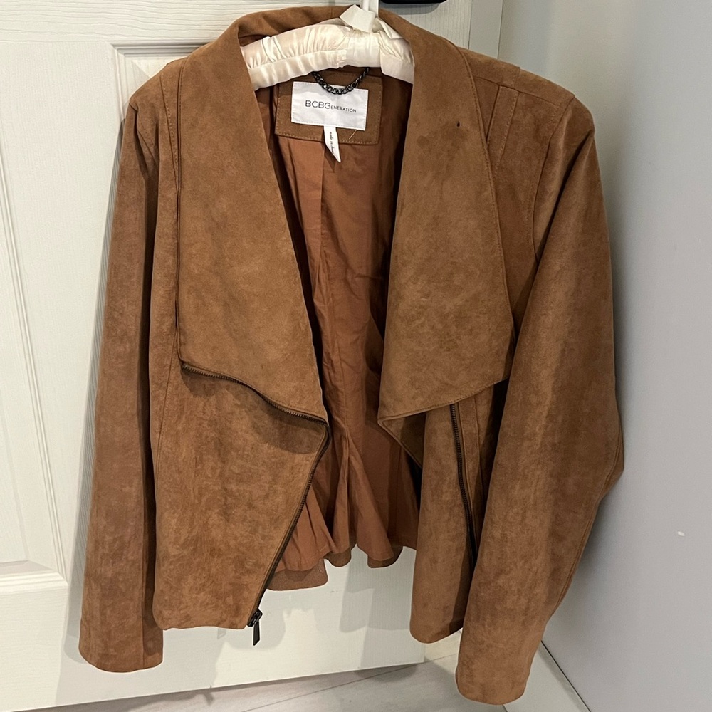 brown tan suede bcbg coat